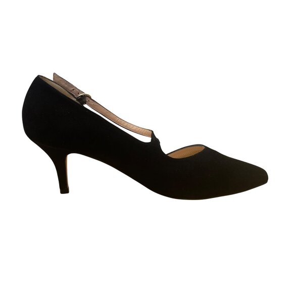 Sargasso & Grey Womens Black Suede Cross Strap Heels Elegant Pointed Toe Size 42 - Picture 1 of 10
